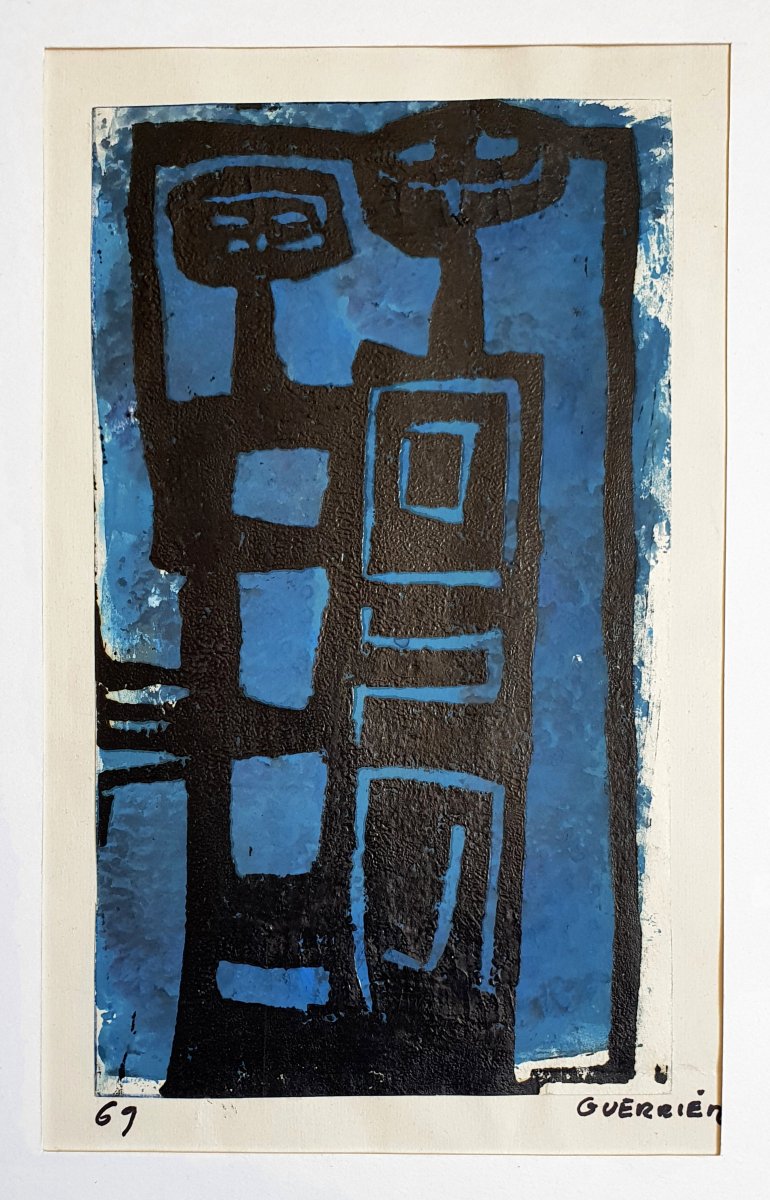 Raymond Guerrier, Oil On Paper, 1969, *characters*, With A Note From The Artist -photo-4