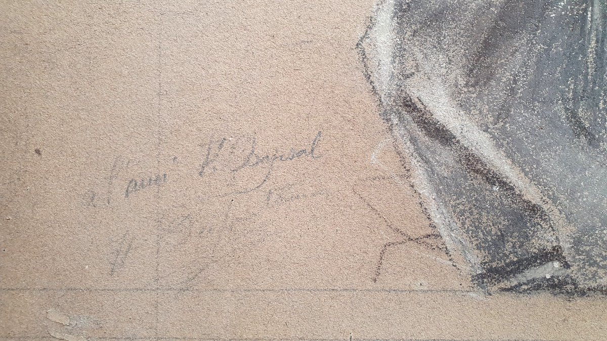 Etude préparatoire femmes aux drapés Crayon gras sur papier fin du XIXèmé siècle Eloy Chapsal-photo-2