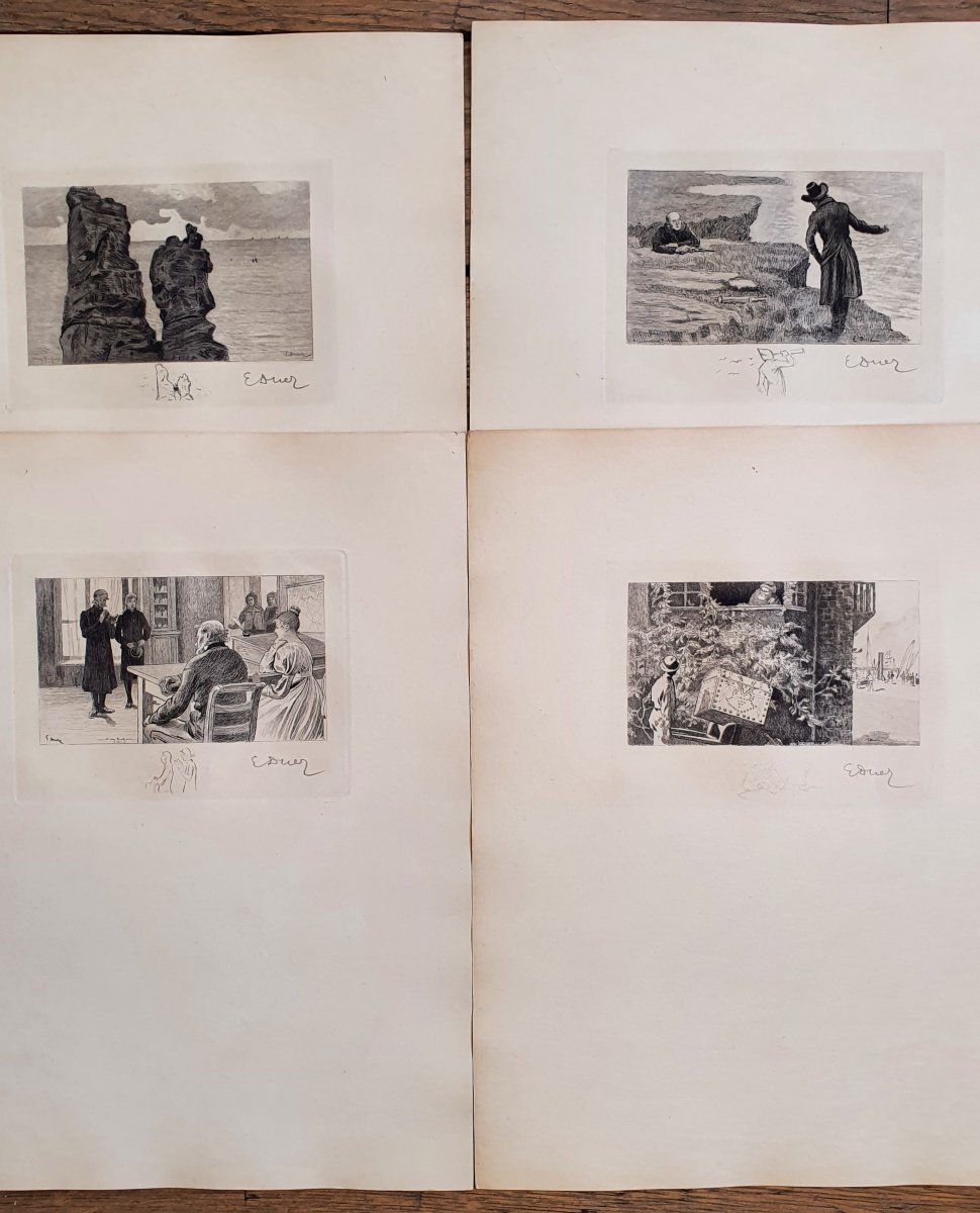 Ernest Ange Duez Les travailleurs de la mer Victor Hugo 21 gravures préparatoire 1892 -photo-1