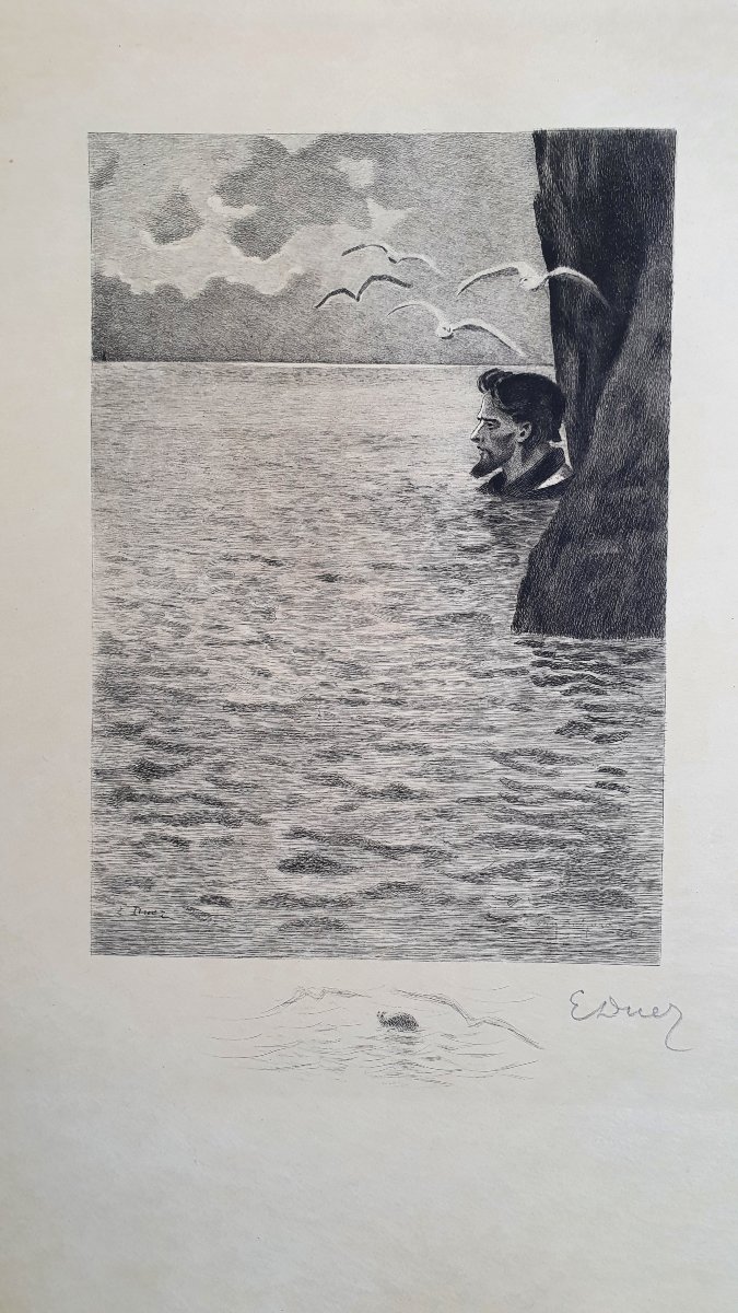 Ernest Ange Duez Les travailleurs de la mer Victor Hugo 21 gravures préparatoire 1892 -photo-3