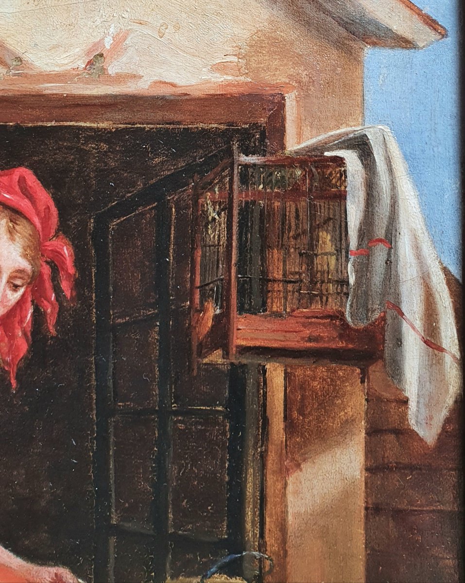 Young Woman At The Window, Oil On Canvas, German Or Northern School, Mid-19th Century-photo-4