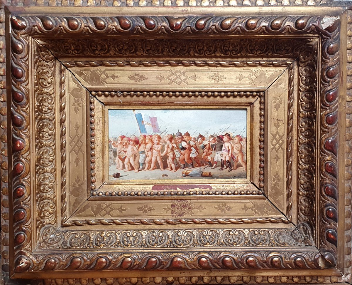 The Child Of Metz: The Prussians Arrested By The French Army, Napoleon III, Oil On Panel -photo-2