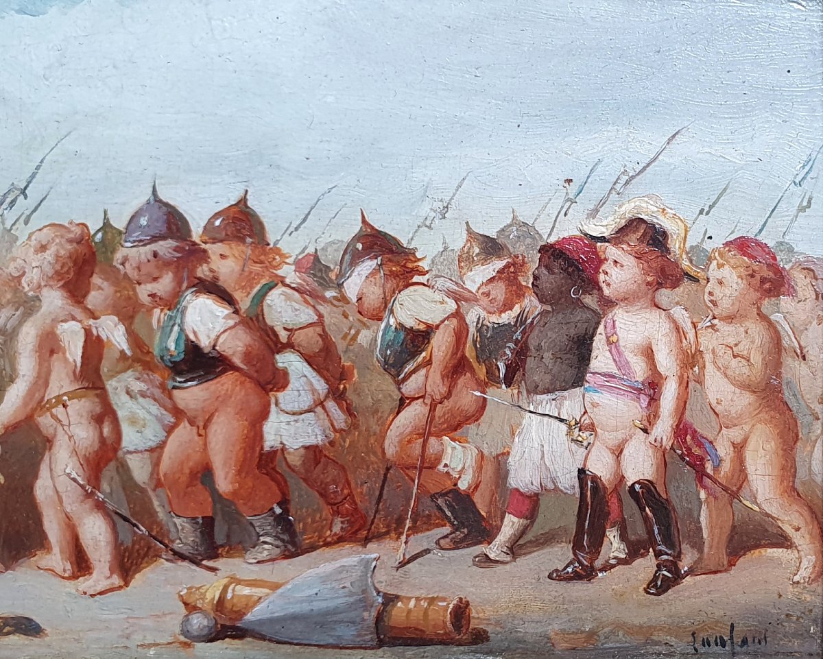 The Child Of Metz: The Prussians Arrested By The French Army, Napoleon III, Oil On Panel -photo-3