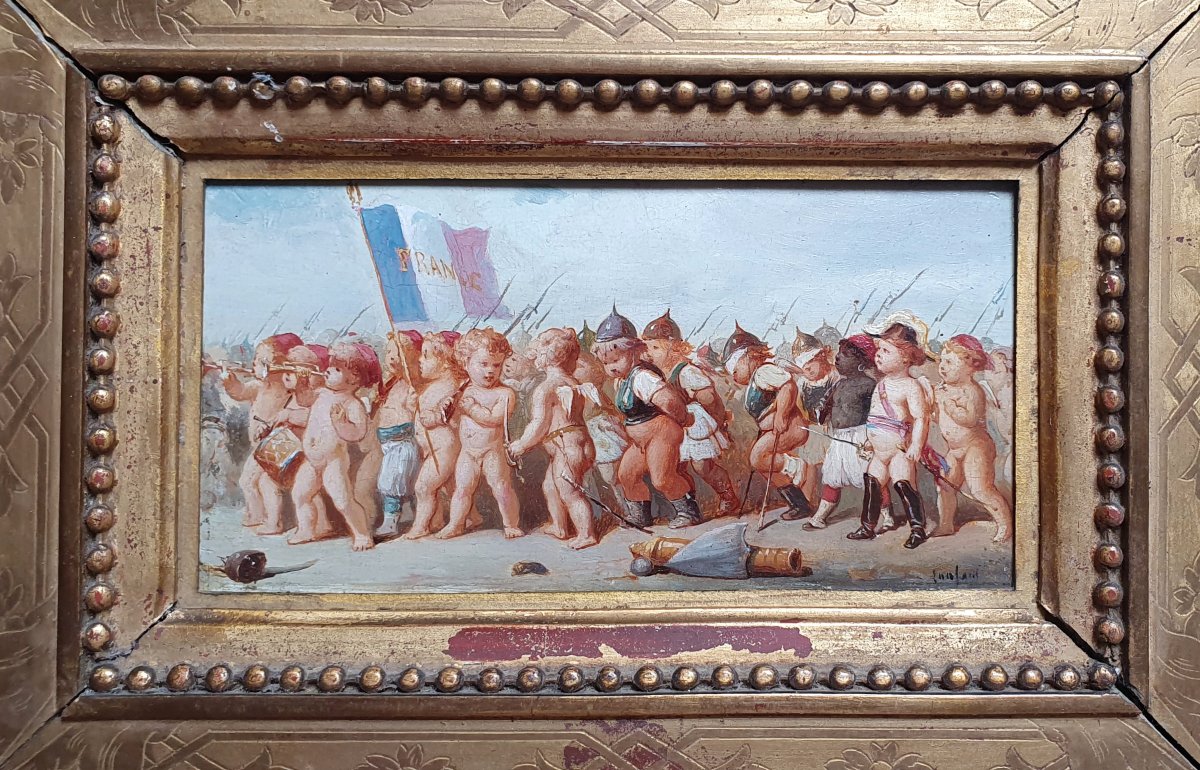 The Child Of Metz: The Prussians Arrested By The French Army, Napoleon III, Oil On Panel -photo-4