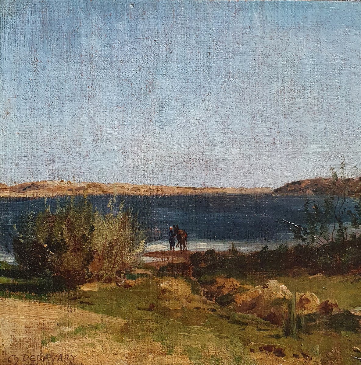 Charles Desavary Vue du Lac Timsah en Égypte huile sur toile vers 1860 orientalisme-photo-2