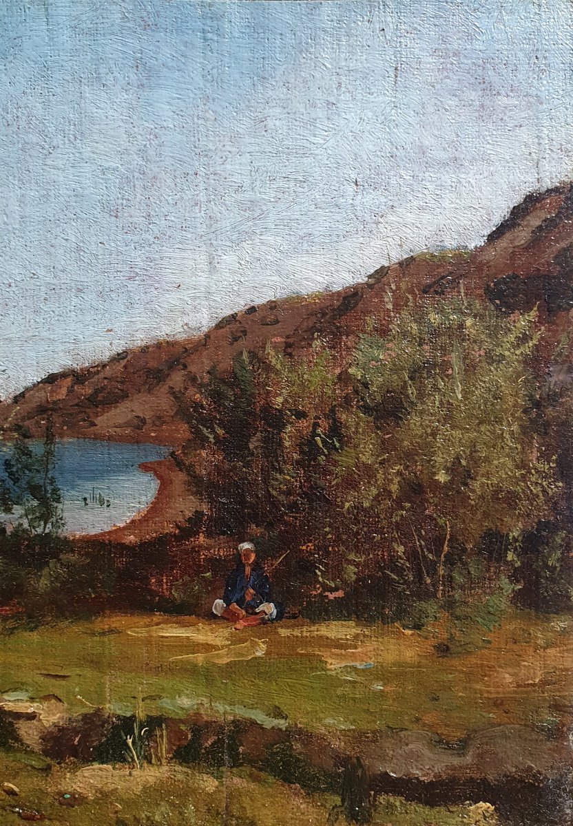 Charles Desavary Vue du Lac Timsah en Égypte huile sur toile vers 1860 orientalisme-photo-3