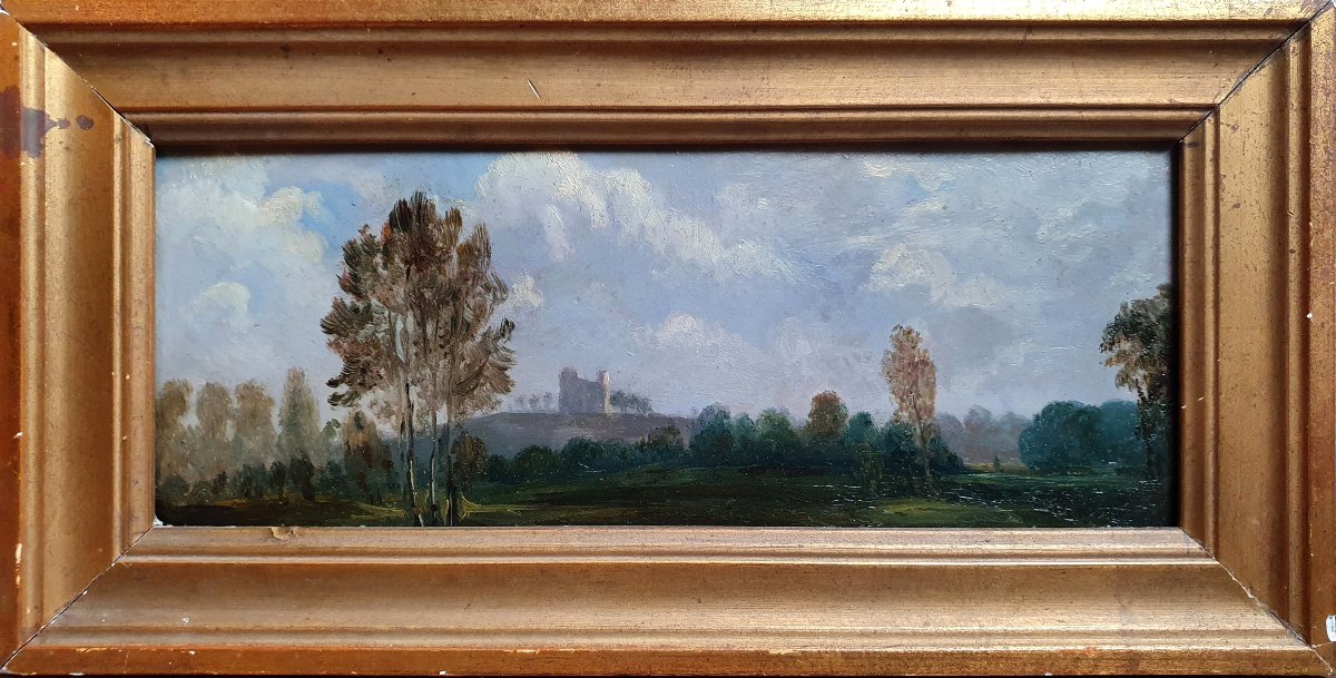 Paysage de campagne avec un château huile sur papier 1832 -photo-2