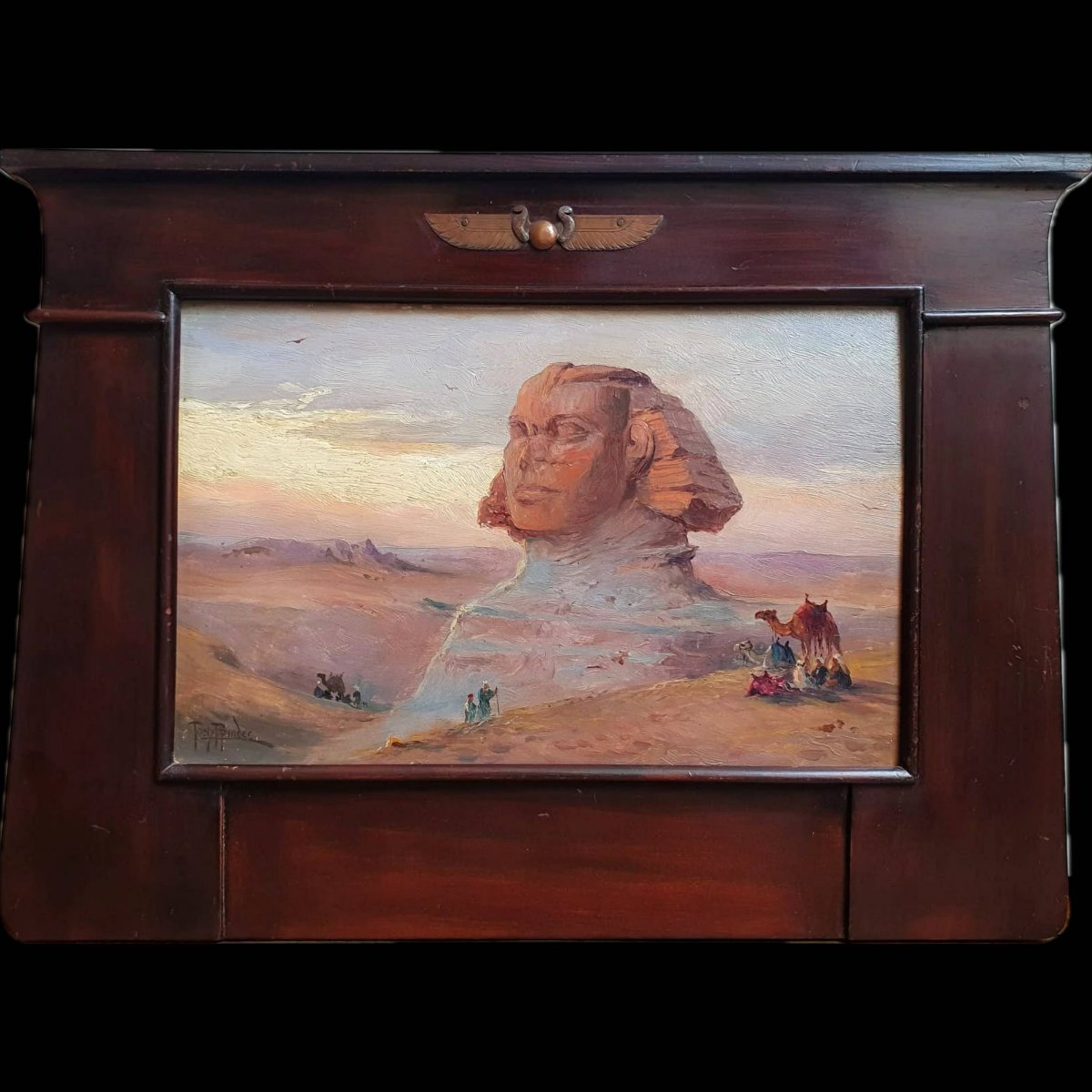 Tony Binder Le sphinx de Gizeh huile sur panneau fin XIXème orientalisme peintre autrichien-photo-4