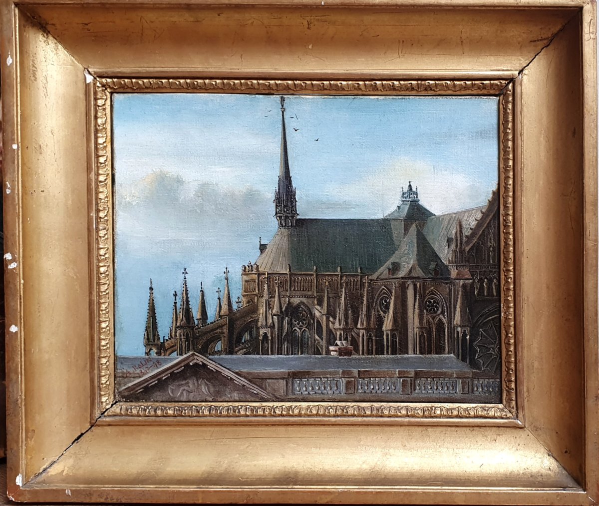 Louis Arthur Rolin, *reims Cathedral As Seen From Place Royale*, Oil On Canvas, 1847 -photo-2