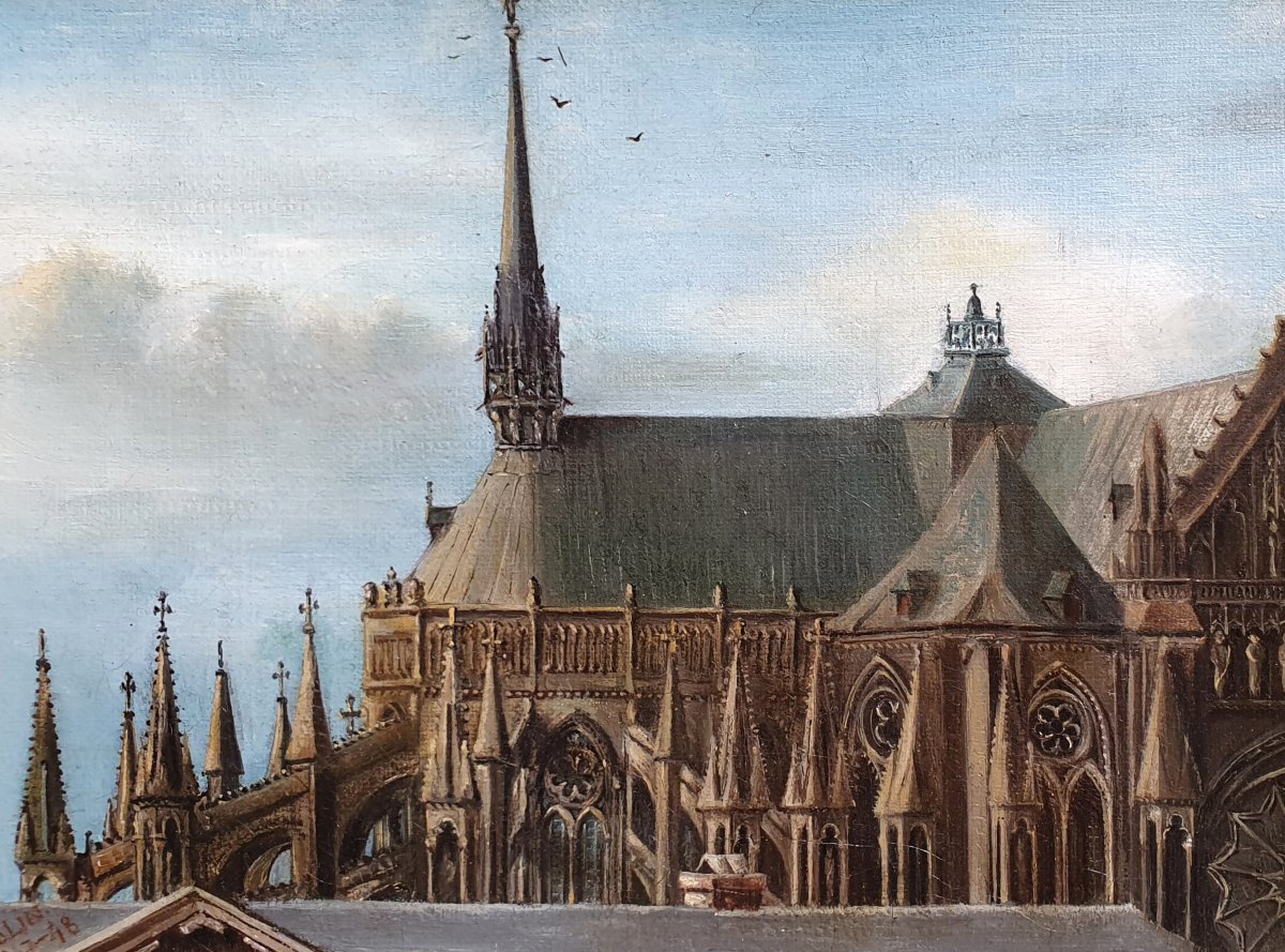 Louis Arthur Rolin, *reims Cathedral As Seen From Place Royale*, Oil On Canvas, 1847 -photo-3
