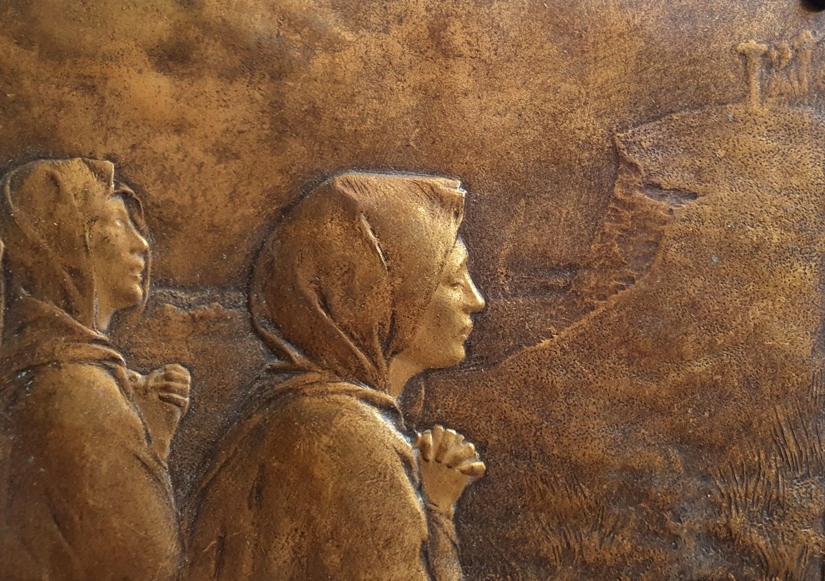 Emile Dropsy, *holy Women At Calvary*, Bronze Bas-relief, Susse Frères, Circa 1900, Brittany-photo-1