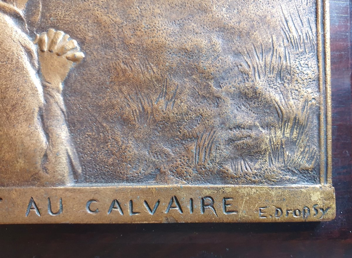 Emile Dropsy, *holy Women At Calvary*, Bronze Bas-relief, Susse Frères, Circa 1900, Brittany-photo-3