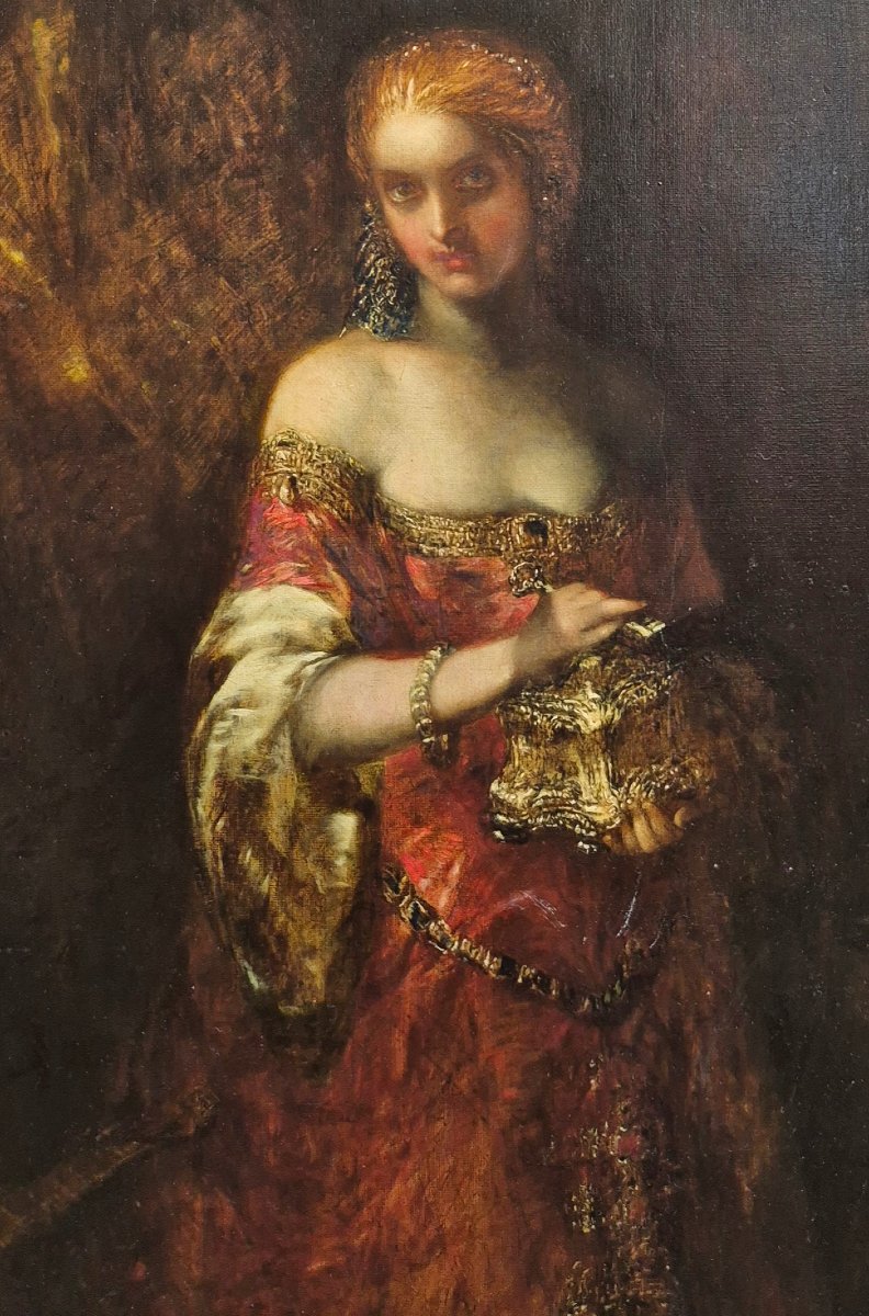 "pandora's Box," Oil On Canvas, 1868, From The Circle Of Gustave Moreau; Signature To Be Identified-photo-4
