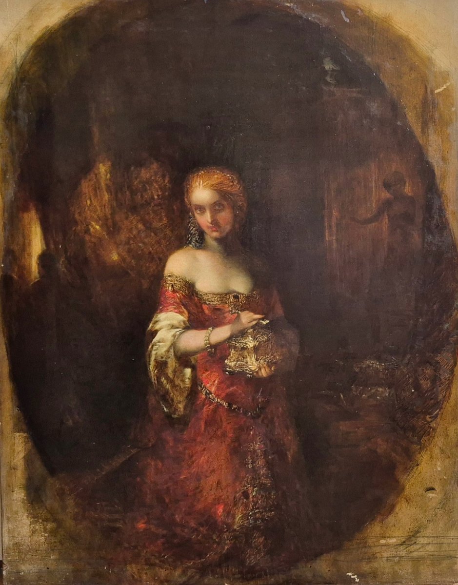 "pandora's Box," Oil On Canvas, 1868, From The Circle Of Gustave Moreau; Signature To Be Identified