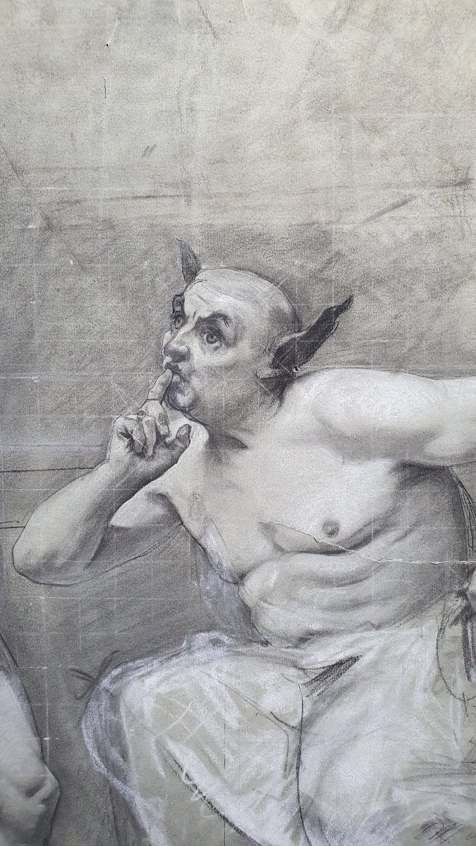 King Midas—large Graphite Drawing On Paper, Second Half Of The 19th Century, Mythology-photo-1