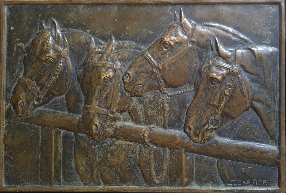Jacques Cartier Les chevaux bronze encadré -photo-2