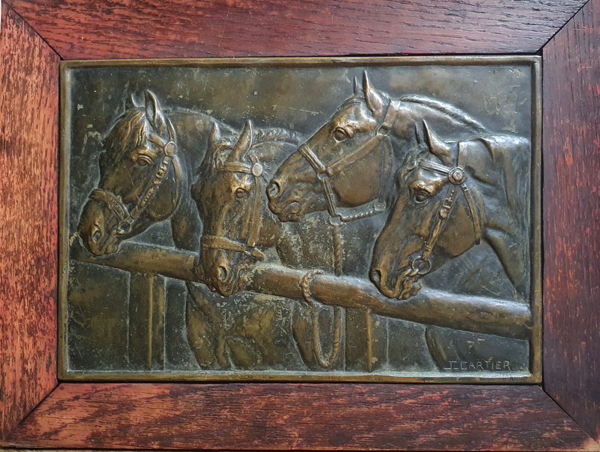 Jacques Cartier Les chevaux bronze encadré 