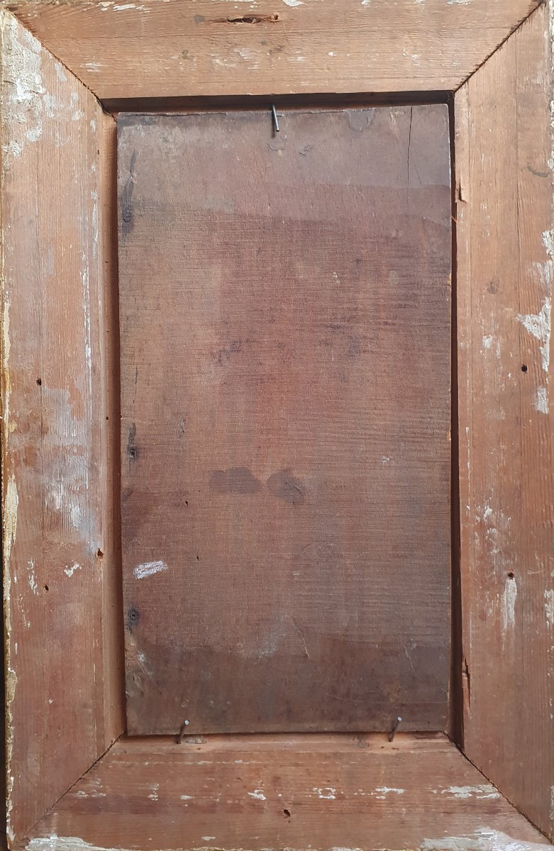 Le nain sur son champignon huile sur panneau sauterelle et grenouille curiosité fin du XIXème-photo-2