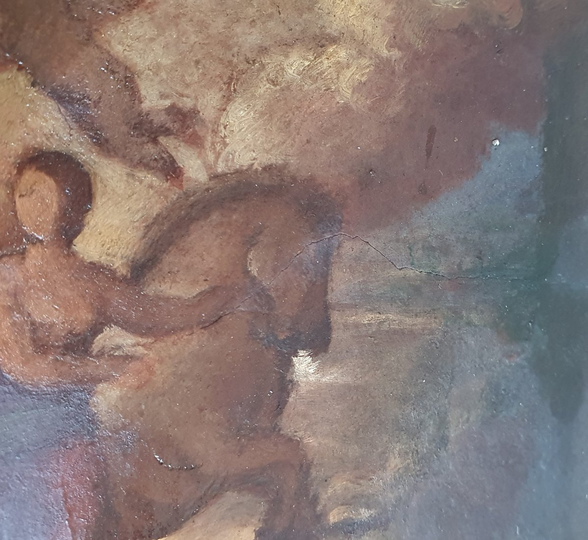 Le char de Vénus huile sur papier contrecollé sur un panneau début du XIXème siècle-photo-2