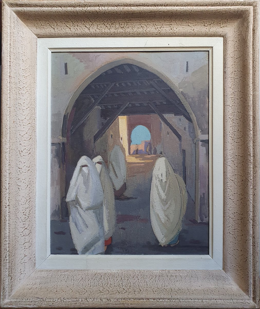 Gill Julien Matthey Animated View Of Fez Gouache On Cardboard Early 20th Century Orientalism-photo-2