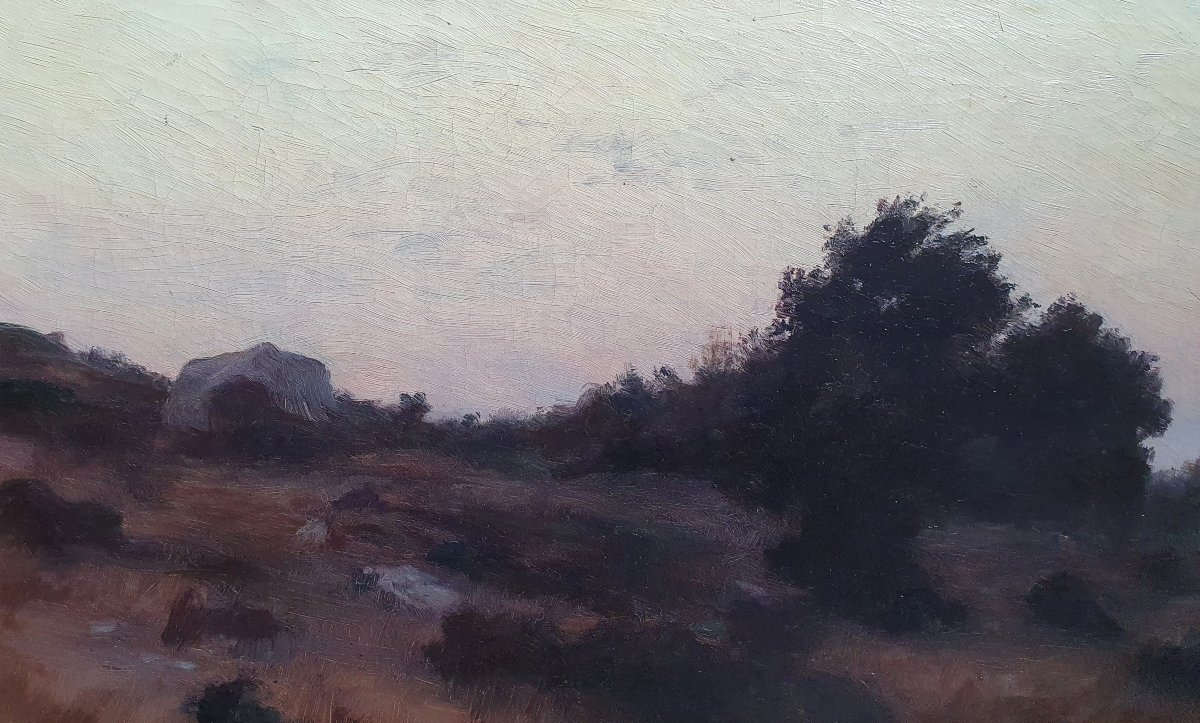 Johan Peter Von Wildenradt Marignane Paysage au coucher de soleil  Marseille huile sur toile-photo-3