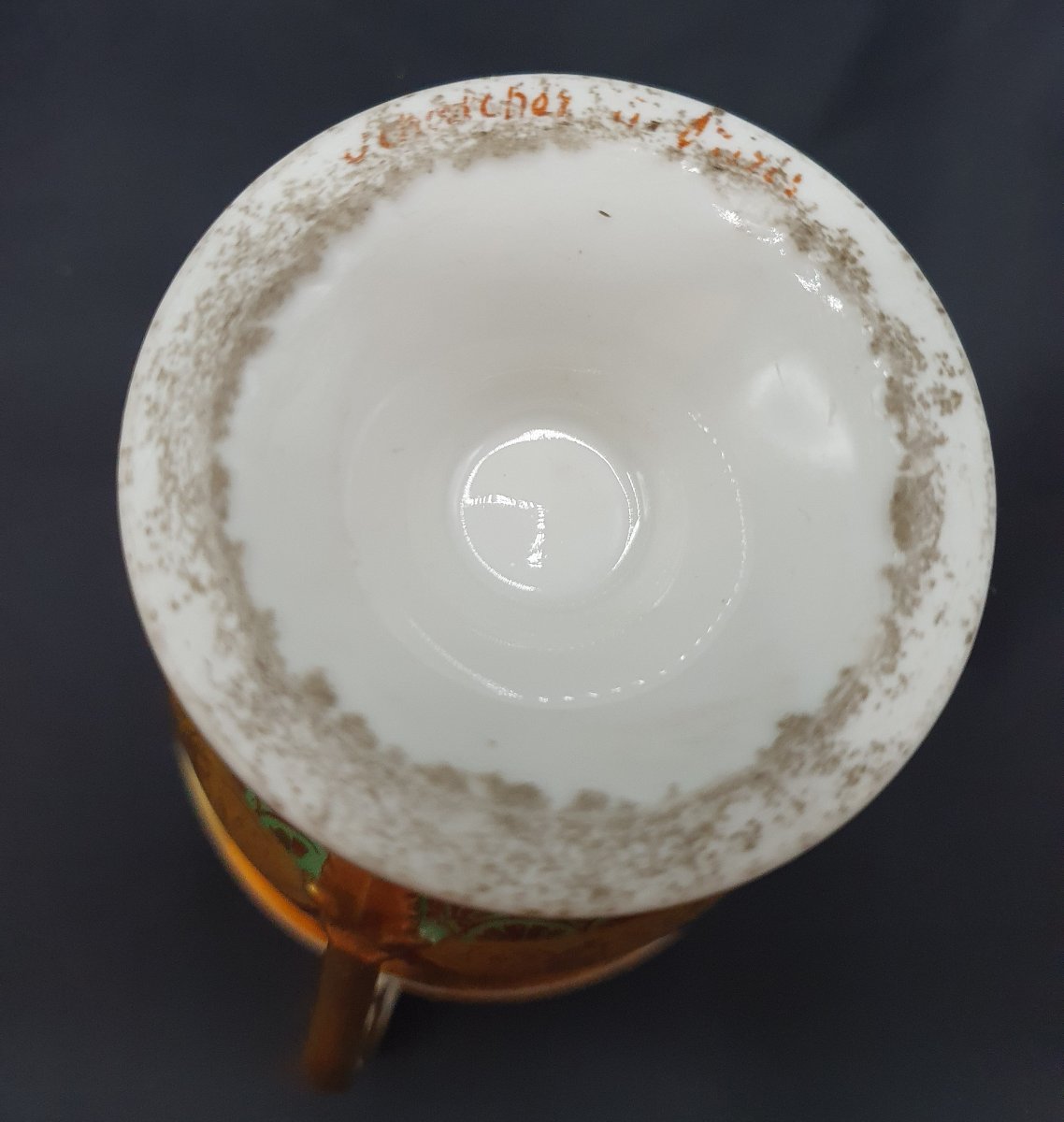 Tasse à café ovoïde en porcelaine d'époque Empire collection Sophie Gail Manufacture Schoelcher-photo-7