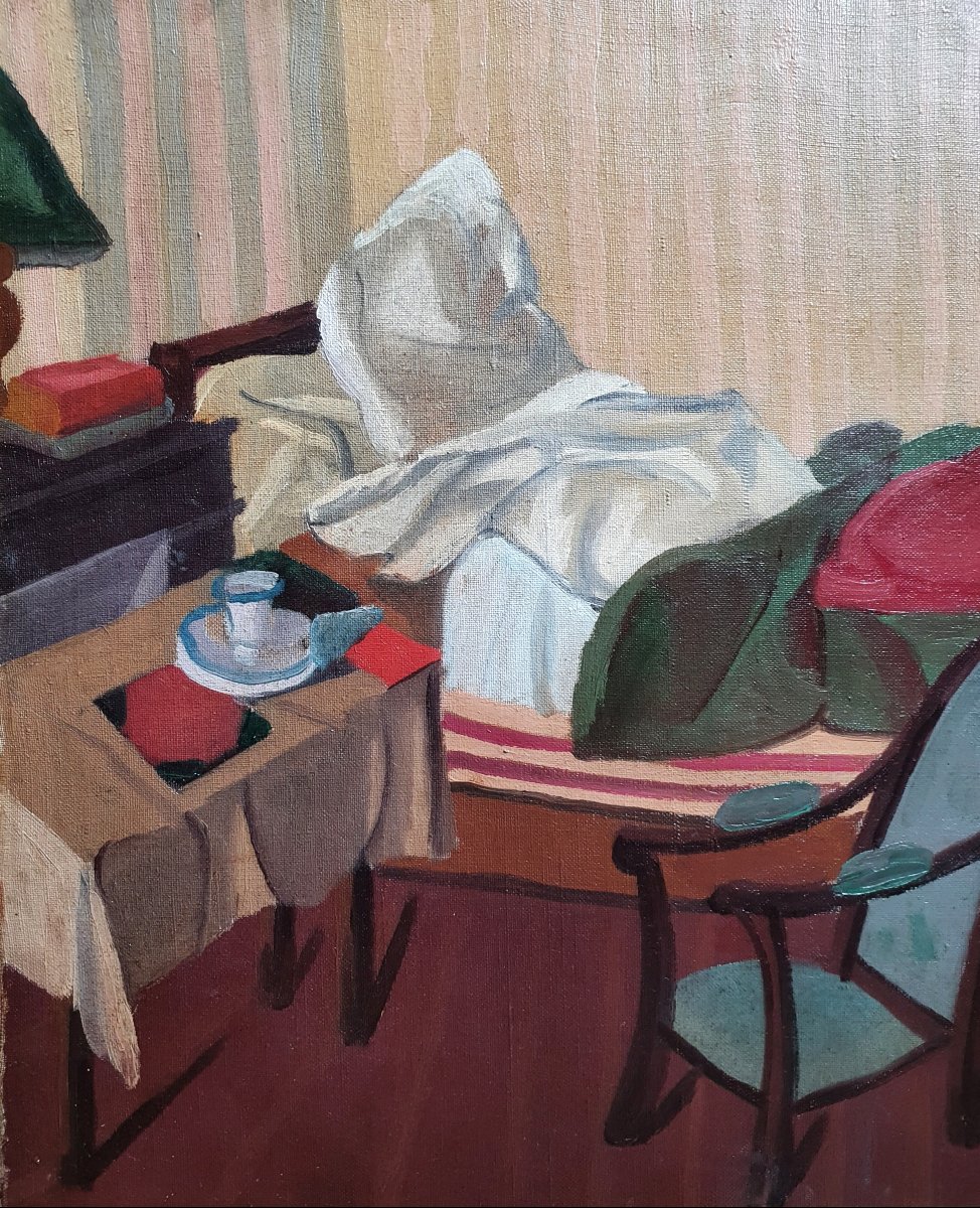 Henry Wabel La chambre huile sur toile 1913 Art moderne artiste Suisse Zurich -photo-4