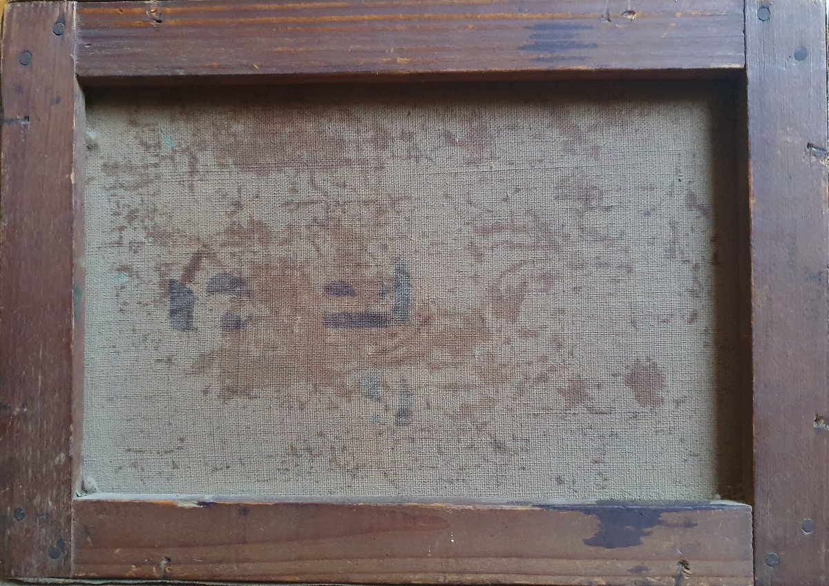 Paysage de campagne huile sur toile vers 1900 signature à identifier -photo-3