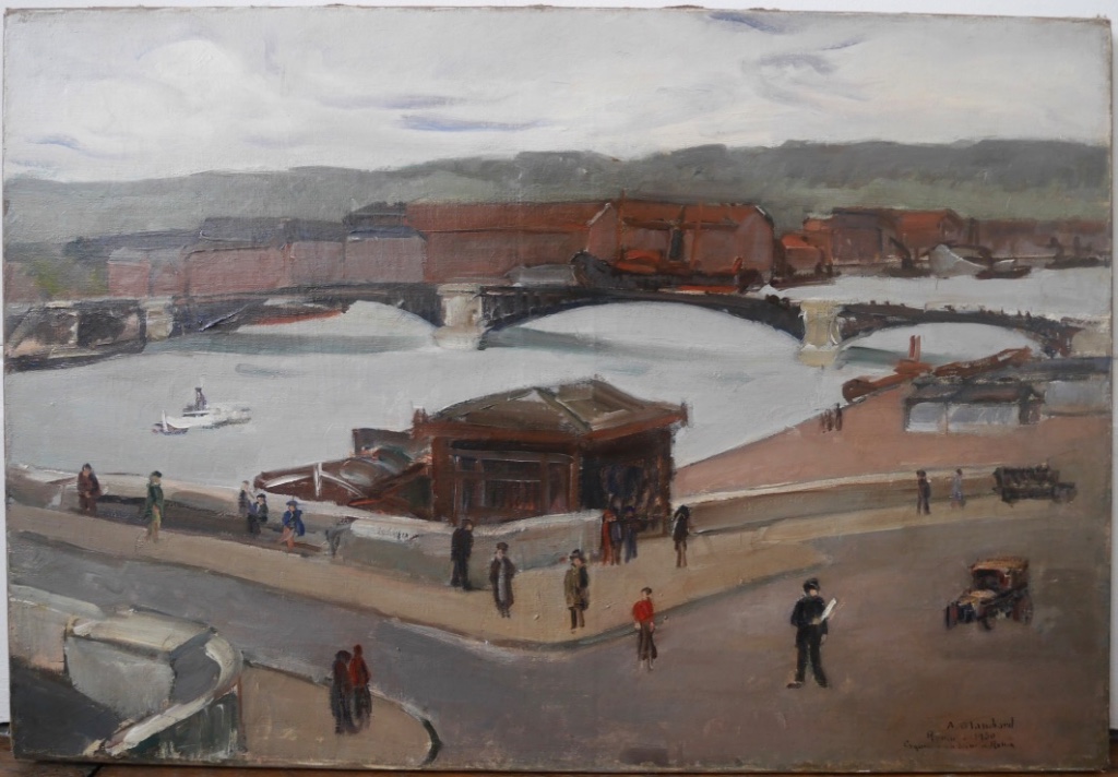 A Blanchard The Seine At Rouen 1930 Oil On Canvas Animated Scene-photo-4