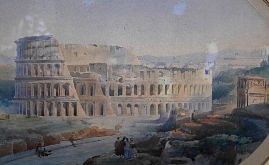 Le Colisée Arc Constantin Aquarelle XIXème Rome Italie-photo-4