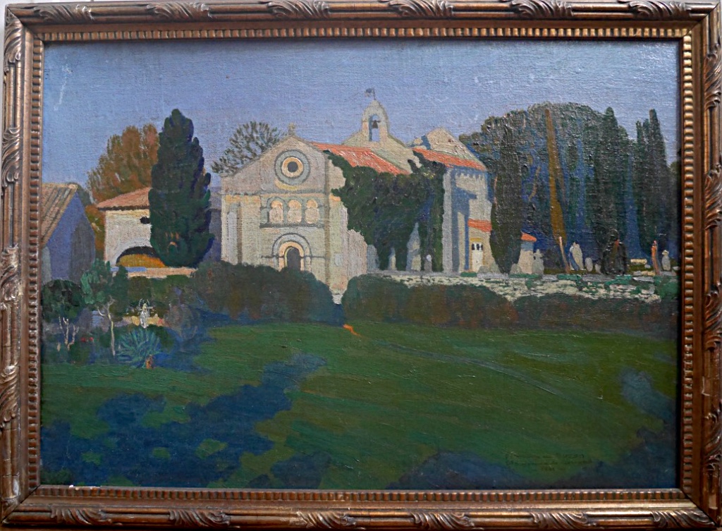 Marius De Buzon Saint Sigismund Of Clermont Near Bordeaux Church Oil Carton 1921