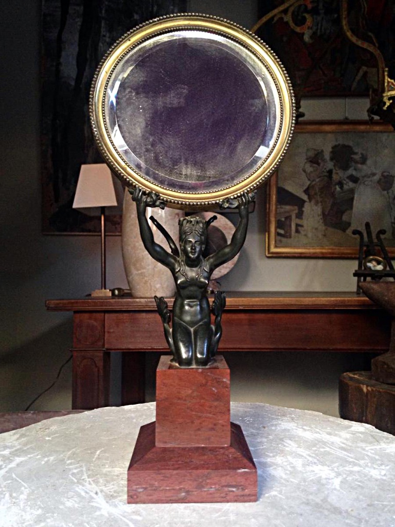 Miroir De Table Du XIXème Chimère Femme-photo-2