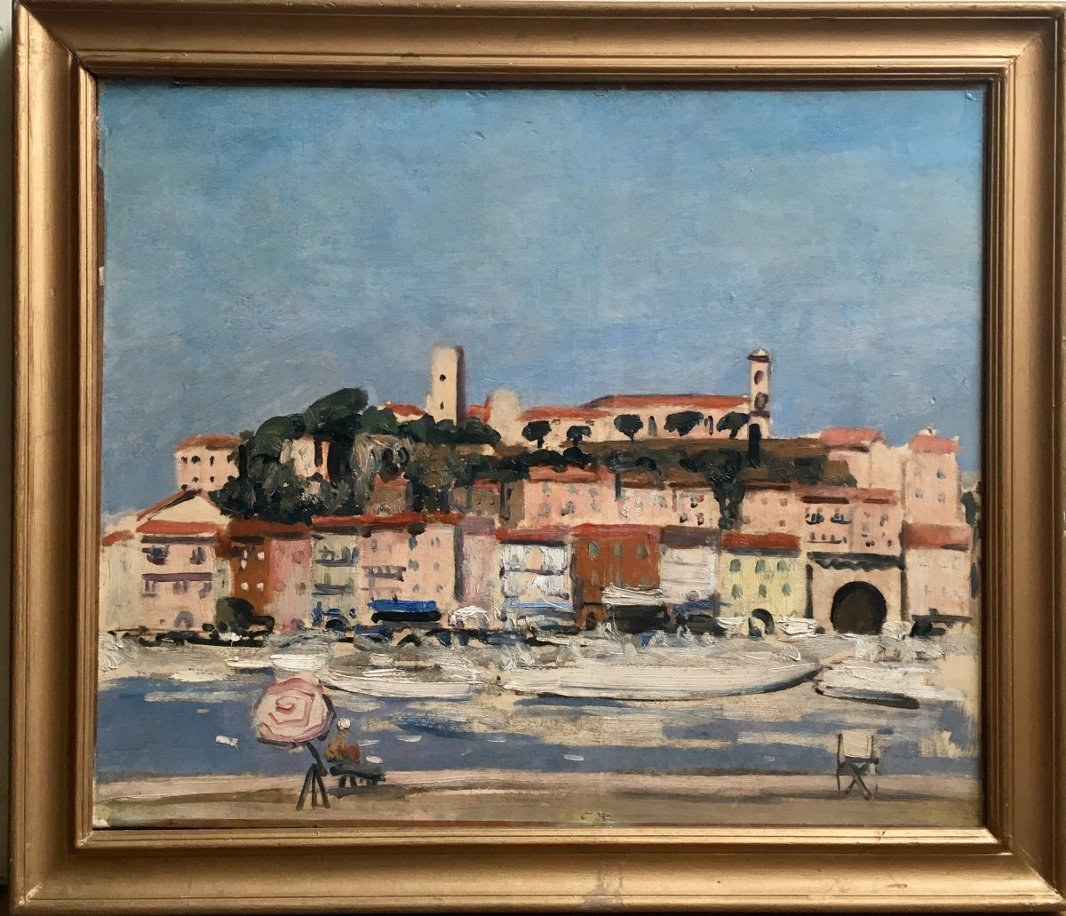 Cannes Le Suquet Oil On Canvas Around 1930