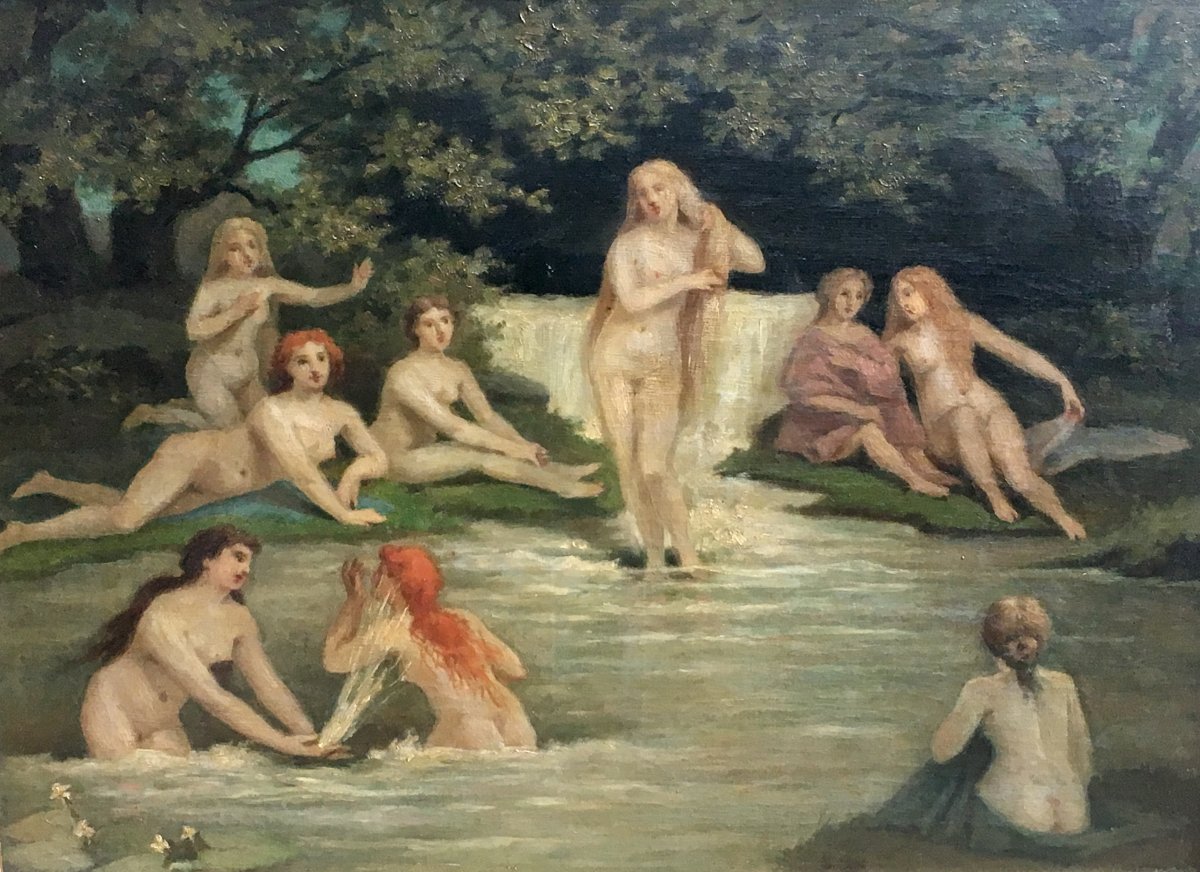 Les Naïades Par Adrien Nargeot XIXème Siècle Femmes Nues Au Bord De L’eau
