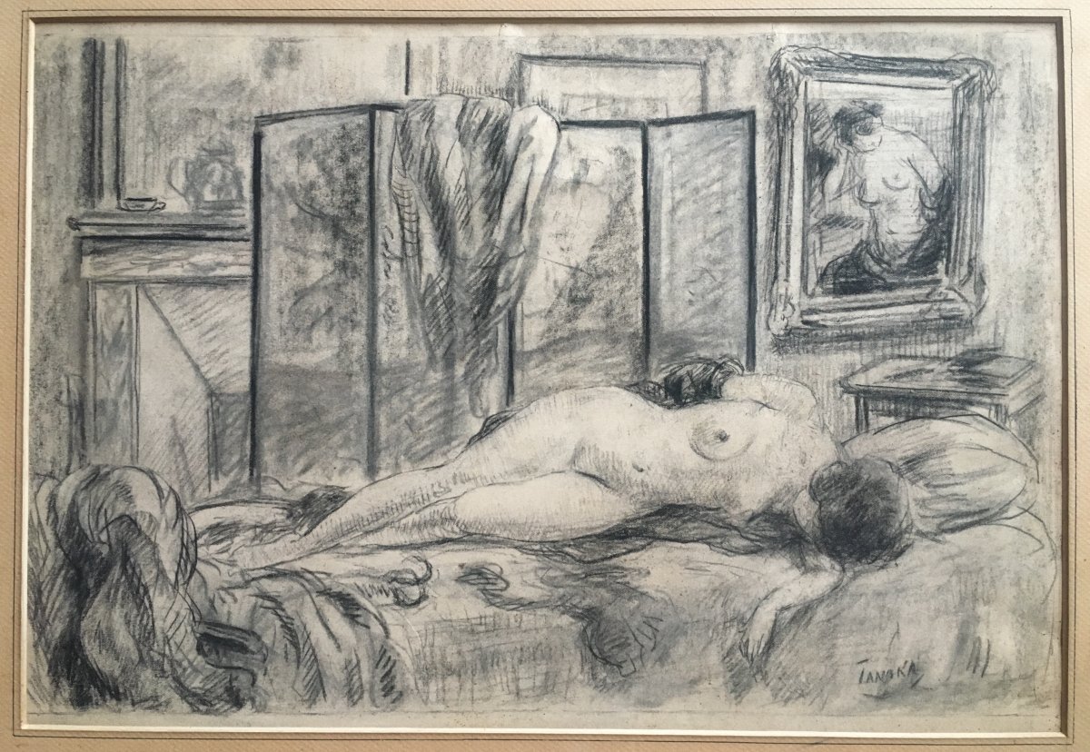 Femme Nue Dans Un Intérieur Par Yasushi Tanaka Vers 1925 Dessin -photo-2