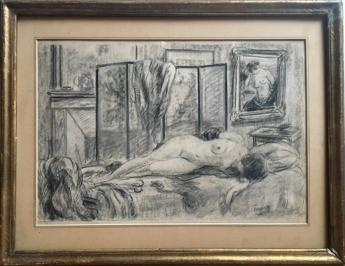 Femme Nue Dans Un Intérieur Par Yasushi Tanaka Vers 1925 Dessin -photo-3