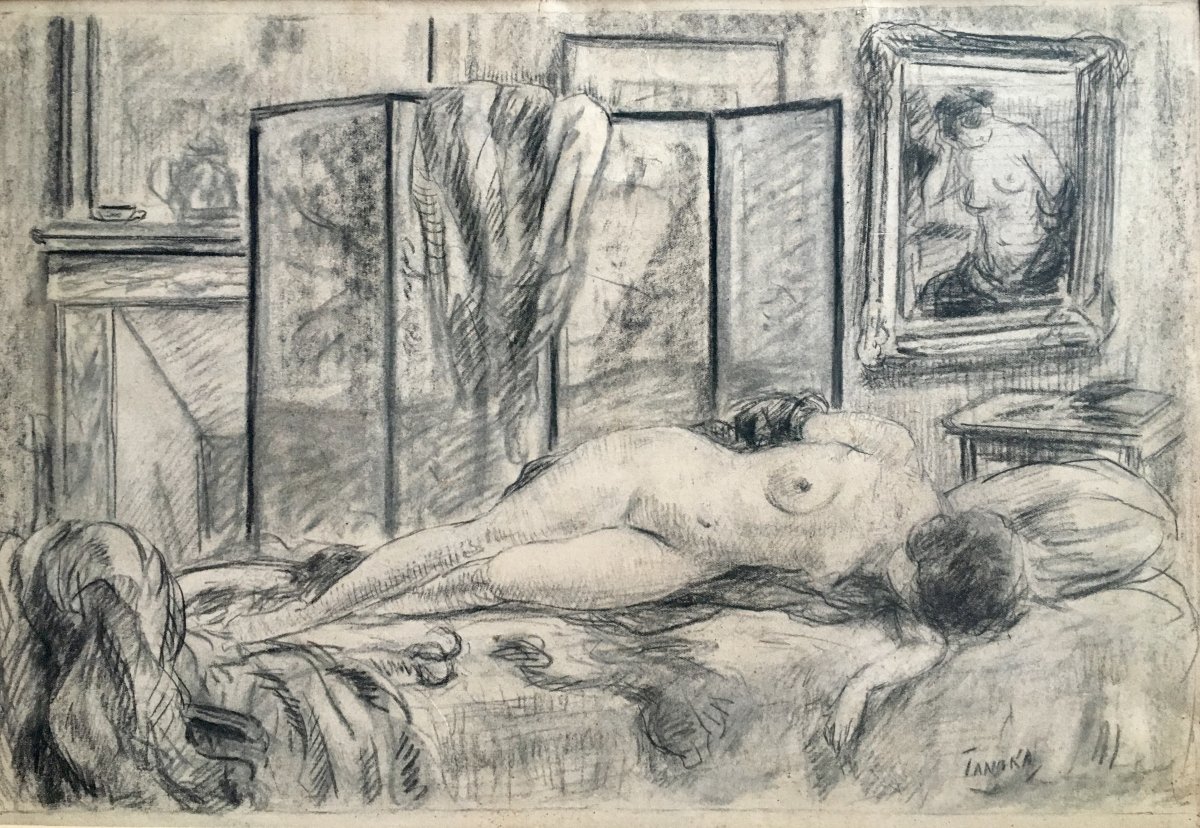 Femme Nue Dans Un Intérieur Par Yasushi Tanaka Vers 1925 Dessin 