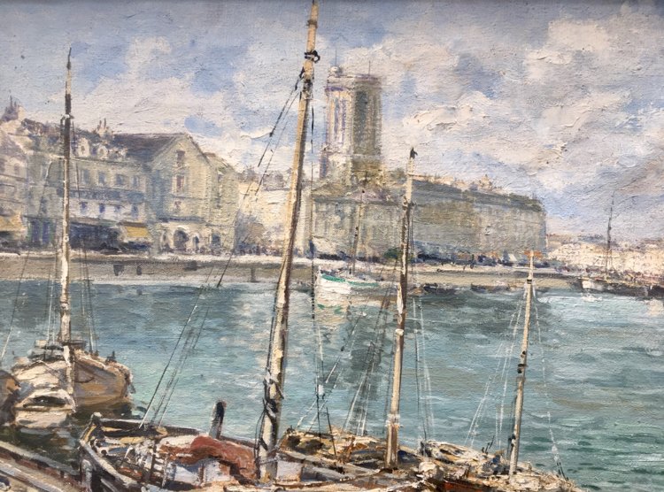 Le Port De La Rochelle Par Charles Blondin Huile Sur Toile -photo-3