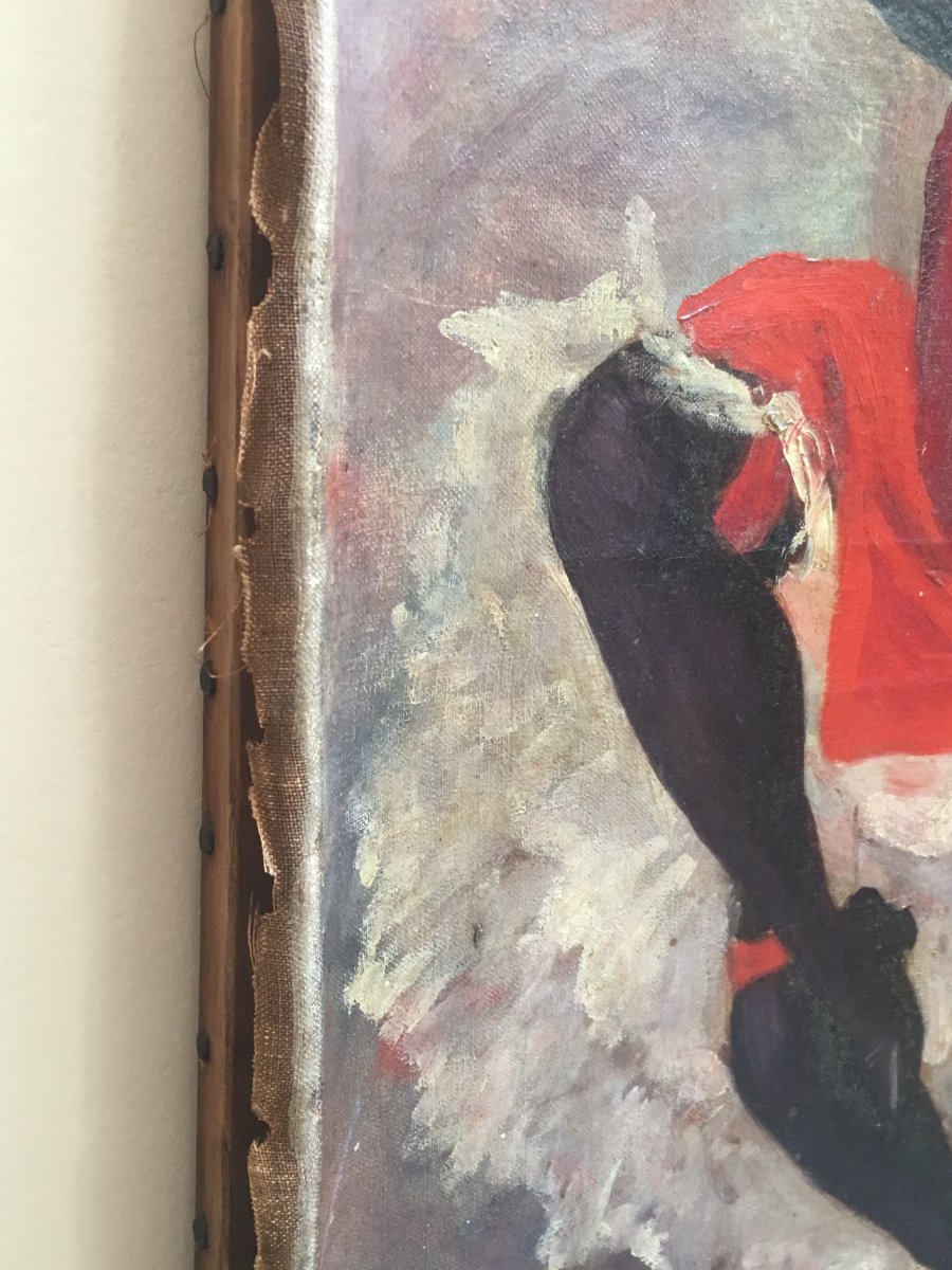 Danseuse De French Cancan Moulin Rouge Par Paolo Henri XIXème Montmartre Huile Toile Paris -photo-2