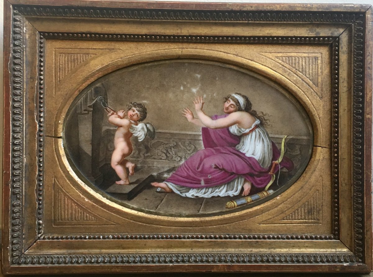 Love Reduced To Reason According To Pierre Paul Prud'hon Porcelain Plate Beginning Of The XIXth Century
