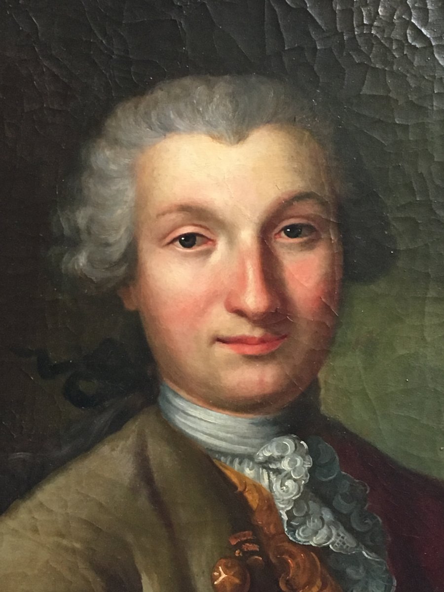 École Française Vers 1760 Portrait D’homme Huile Sur Toile XVIIIème Siècle-photo-4