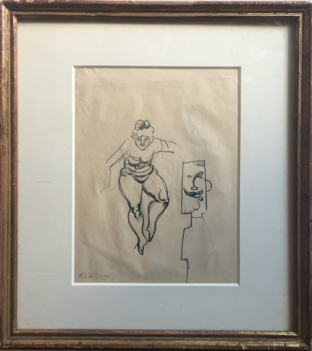 Roger De La Fresnaye Woman And Man Cubism Drawing In Pencil Provenance Loeb And Krugier-photo-2