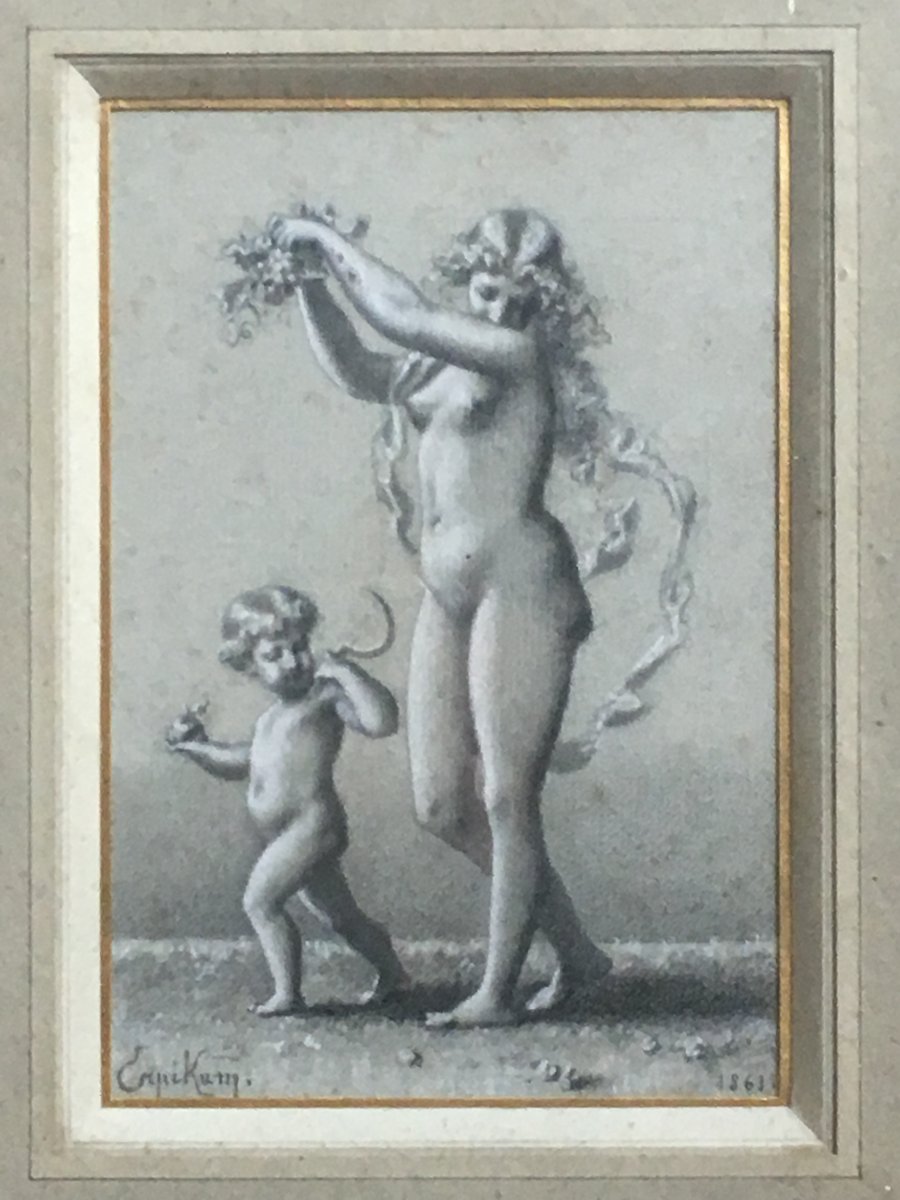 Léon Vuilleminot Dit Erpikum Bacchante Et Garçon 1861 Dessin