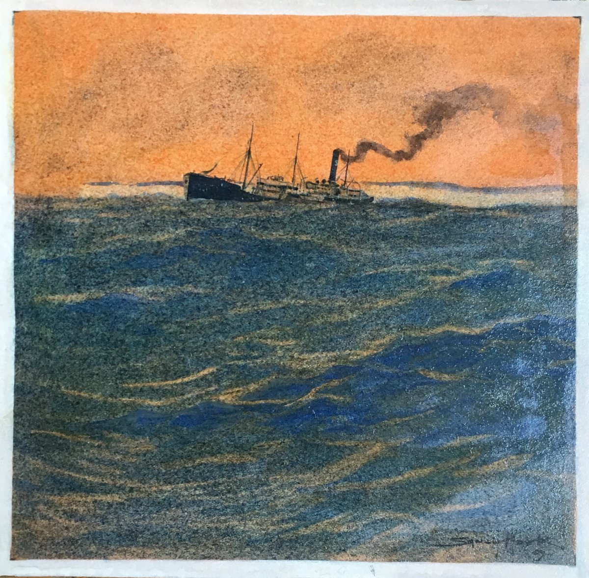 Sandy Hook Cargo En Pleine Mer Aquarelle Et Gouache Peintre De La Marine