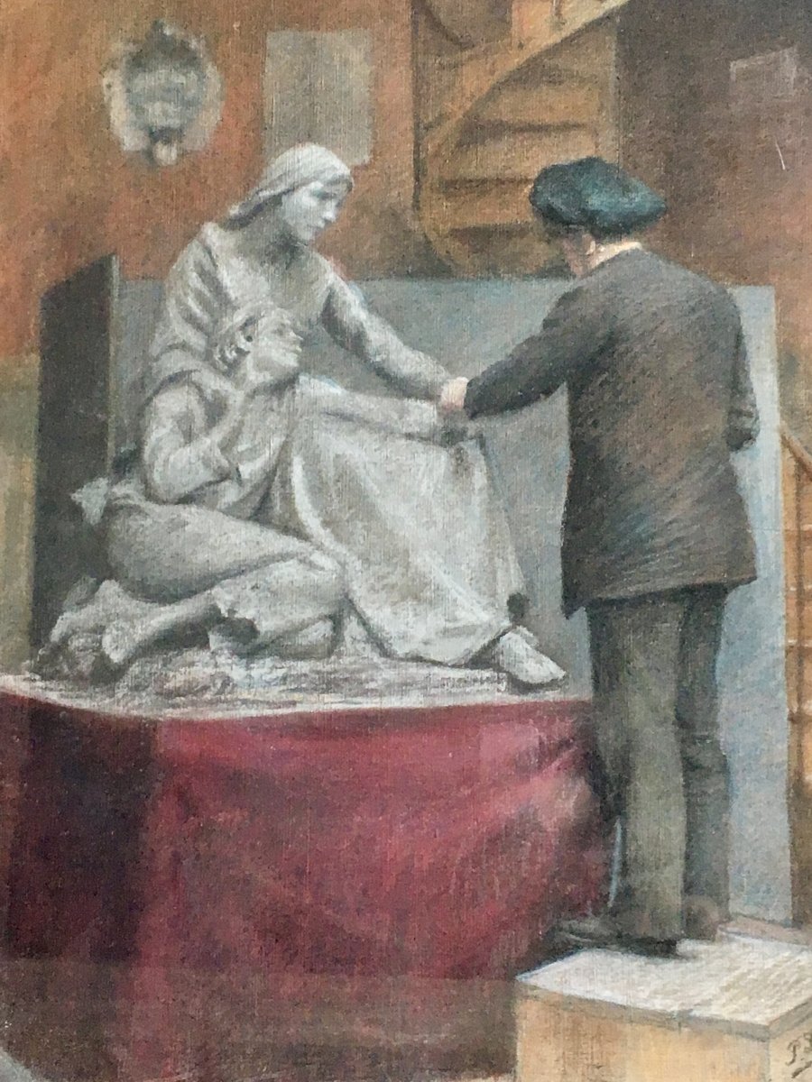 Paul Druard Atelier De M. Devaux Grand Pastel Salon Des Artistes 1890-photo-2