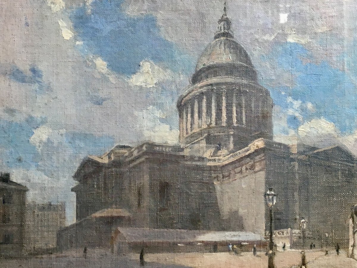 Charles Lacour Le Panthéon à Paris Huile Sur Toile Contrecollée Fin Du XIXème Siècle-photo-3