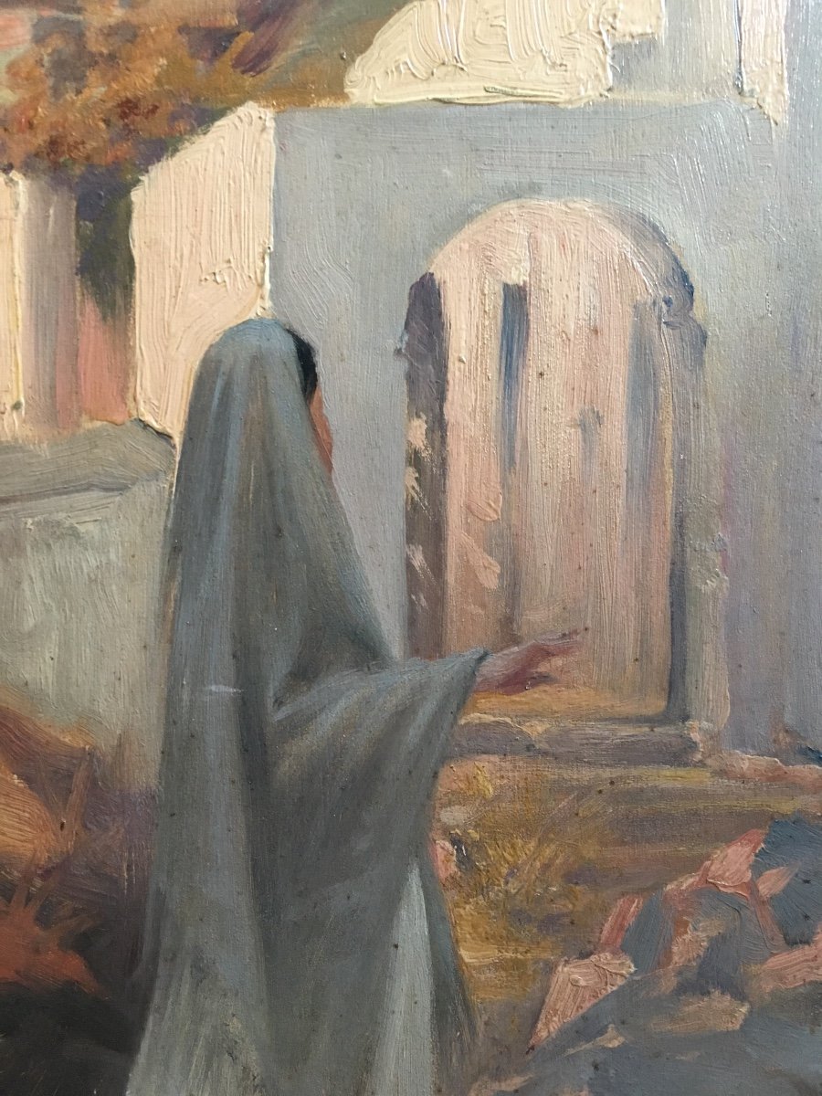 Guillaume Dubufe Woman In Anacapri In Italy Oil On Panel XIXth Century-photo-2