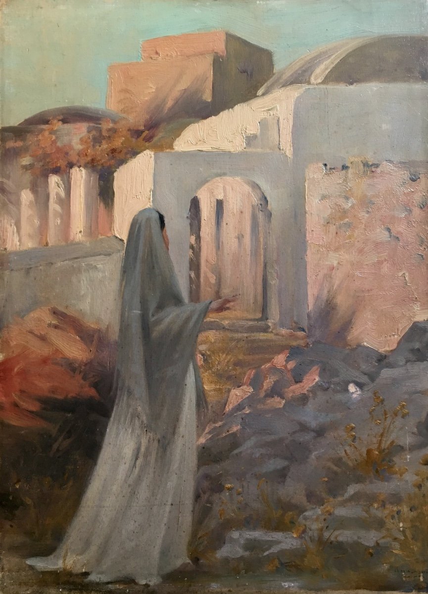 Guillaume Dubufe Woman In Anacapri In Italy Oil On Panel XIXth Century