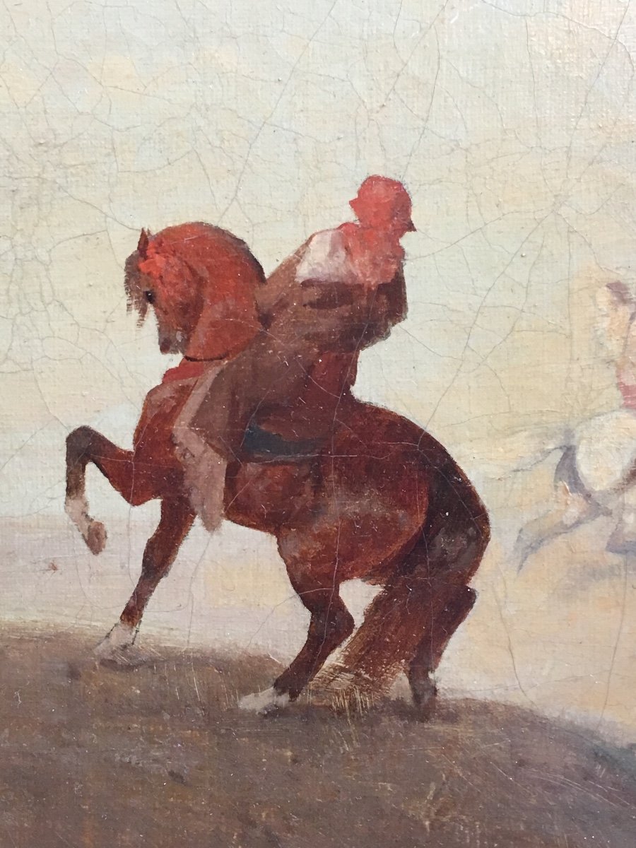 Paul Delamain Hunting For Falcons Orientalism Arab Falconers Oil On Canvas C. 1860 Morocco-photo-3