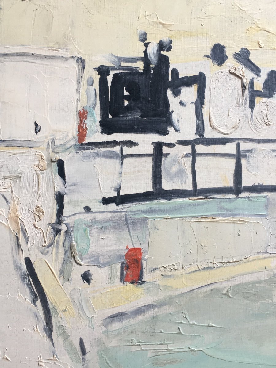 Jacques Truphémus Urban Landscape Oil On Canvas 1958 Lyon?-photo-4